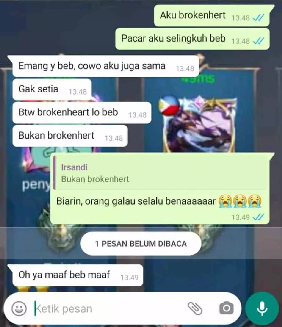 Chat WA pakai bahasa Inggris © berbagai sumber