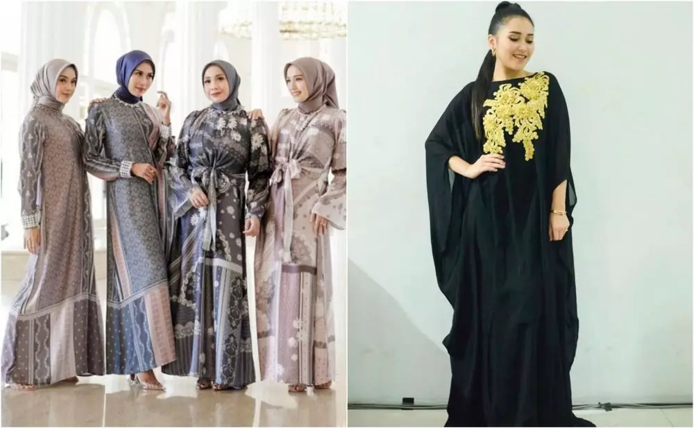 Beda gaya Nagita Slavina dan Ayu Ting-Ting kenakan gamis © berbagai sumber