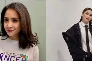 8 Beda gaya Nagita Slavina dan Ayu Ting-Ting kenakan gamis