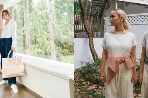 Beda gaya outfit keseharian 7 seleb wanita kembar, modis abis