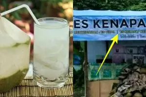 24 Tulisan lucu pedagang es kelapa muda ini bikin bertanya-tanya