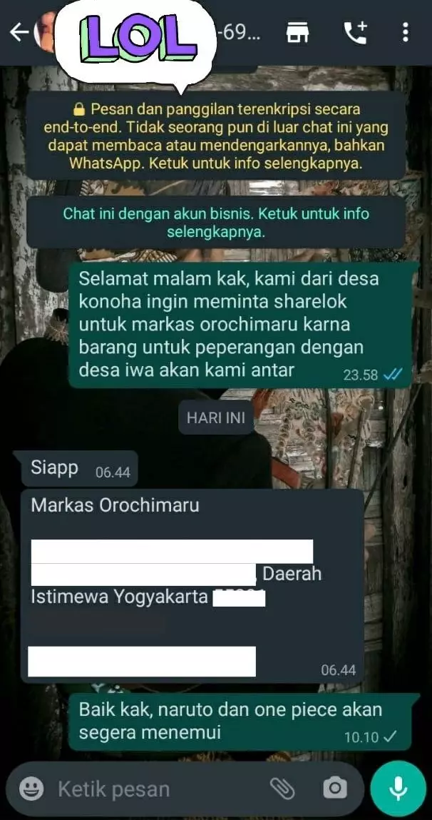 Chat lucu kurir paket ngajak bercanda © 2021 berbagai sumber Chat lucu kurir paket ngajak bercanda © 2021 berbagai sumber