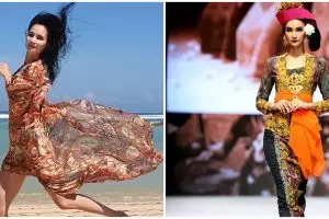 7 Pesona Ilmira Usmanova istri bule Teuku Zacky saat pakai kebaya