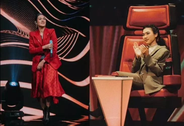Adu gaya Raisa dan Isyana saat di panggung Instagram/@raisa6690 dan @isyanasarasvati