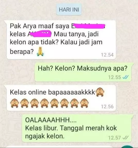 chat lucu salah paham dengan guru Berbagai sumber