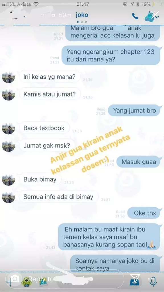 chat lucu salah paham dengan guru Berbagai sumber