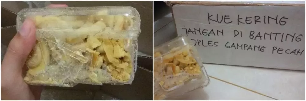 kue kering hancur efek pengiriman  © 2021 berbagai sumber