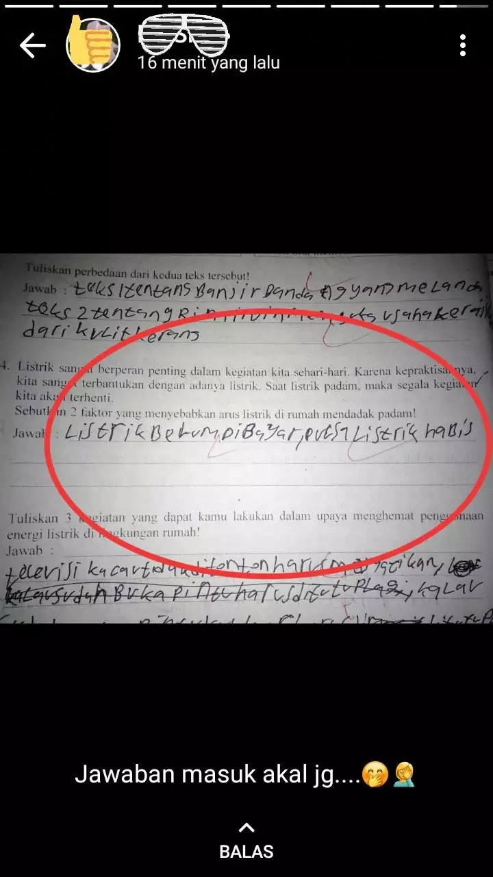 Jawaban lucu tak bisa disalahkan © berbagai sumber