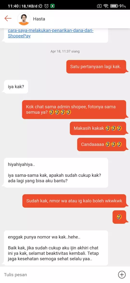 chat lucu dengan admin call center Berbagai sumber