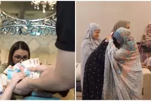 Potret 7 seleb bagi-bagi THR saat Lebaran, selalu heboh