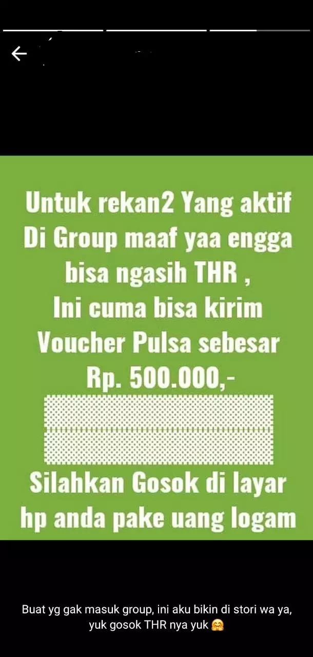 status WA seller kasih THR Berbagai sumber