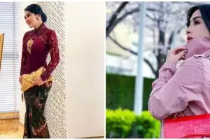 8 Gaya hijab Syahrini saat Lebaran, mewah dan penuh warna