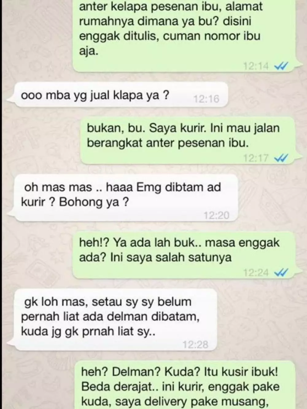 chat lucu dengan jasa kirim paket Berbagai sumber