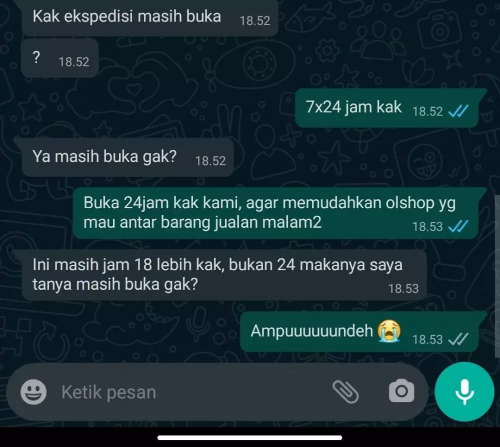 chat lucu dengan jasa kirim paket Berbagai sumber