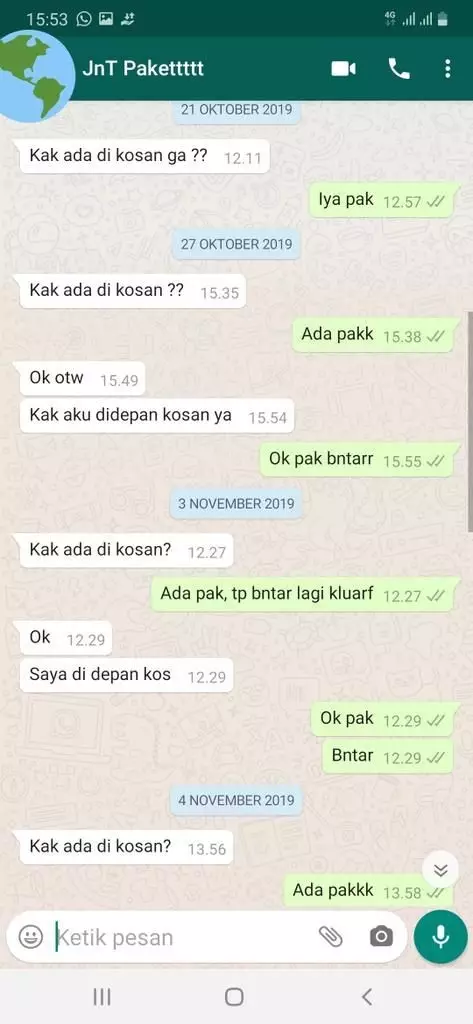 chat lucu dengan jasa kirim paket Berbagai sumber