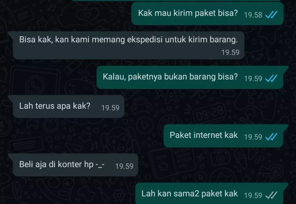 chat lucu dengan jasa kirim paket Berbagai sumber
