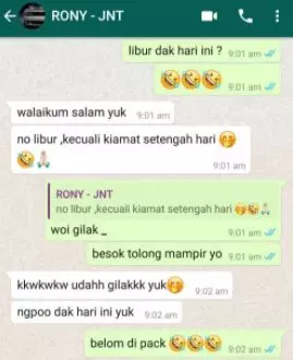 chat lucu dengan jasa kirim paket Berbagai sumber