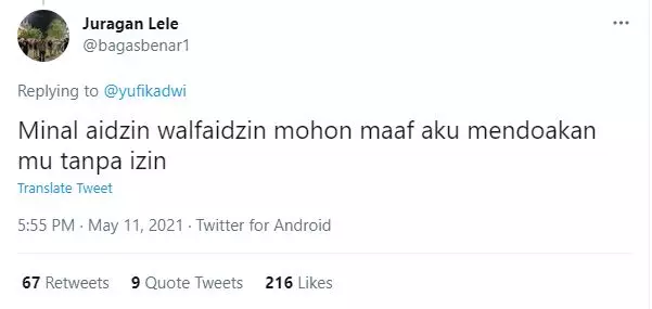 cuitan kocak selamat lebaran © 2021 Twitter
