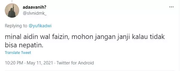 cuitan kocak selamat lebaran © 2021 Twitter