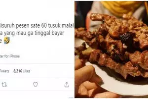Kisah viral niat beli sate 60 tusuk malah tak sengaja order 60 porsi