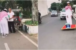 Viral sosok 'Aladdin' bagi-bagi bingkisan di jalan, tuai pujian