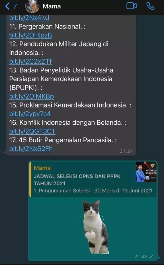 Balasan chat pas ortu ngode daftar CPNS © berbagai sumber Balasan chat pas ortu ngode daftar CPNS © berbagai sumber