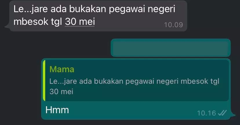 Balasan chat pas ortu ngode daftar CPNS © berbagai sumber Balasan chat pas ortu ngode daftar CPNS © berbagai sumber