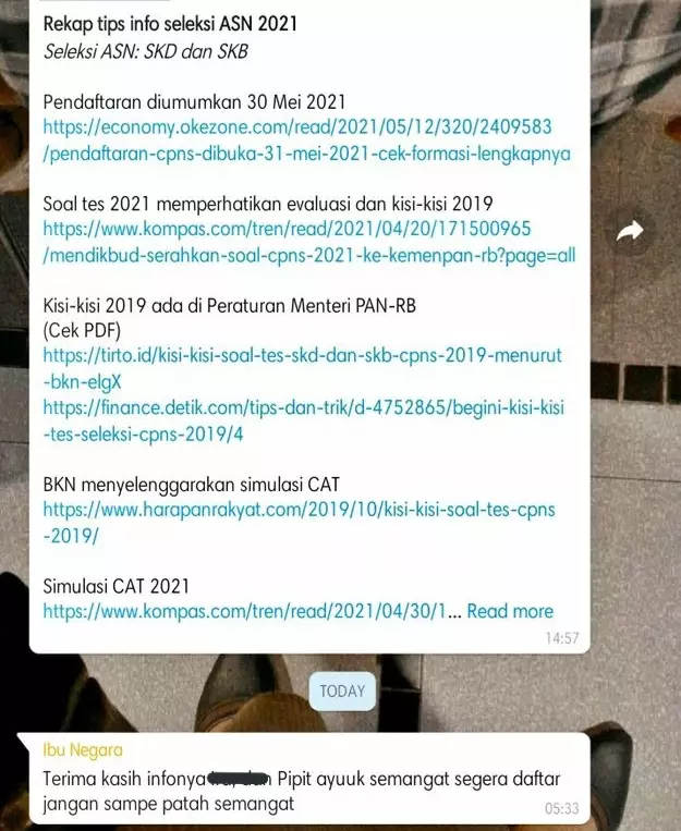 Balasan chat pas ortu ngode daftar CPNS © berbagai sumber Balasan chat pas ortu ngode daftar CPNS © berbagai sumber