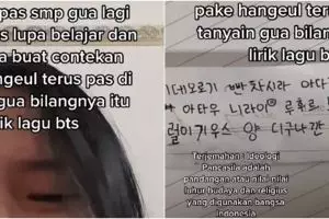 Viral wanita ceritakan pernah buat contekan dengan aksara Korea, kocak