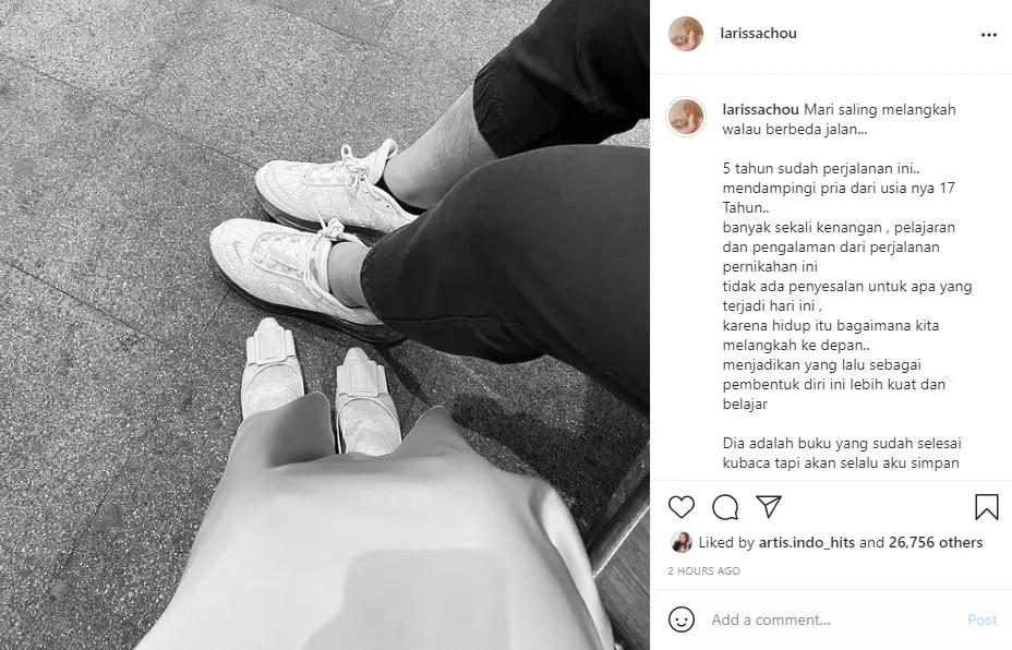 Curhatan Larissa Chou usai bercerai dengan Alvin Faiz Instagram/@larissachou