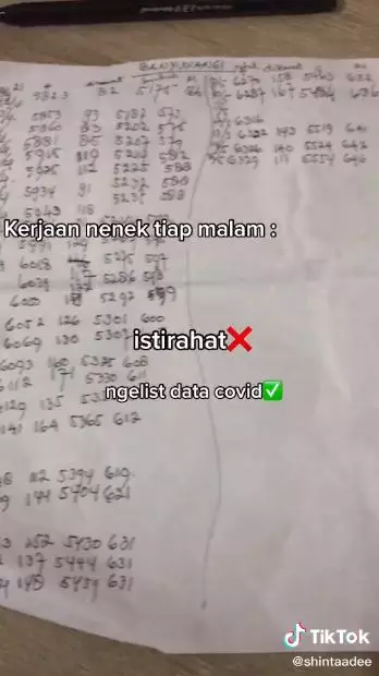 nenek bikin list data covid TikTok