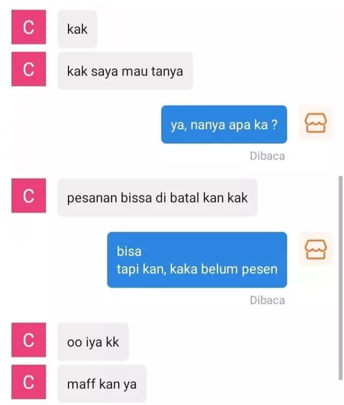chat pelanggan olshop kurang fokus Berbagai sumber