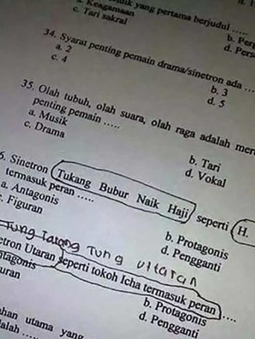 pertanyaan nyeleneh di buku pelajaran © 2021 berbagai sumber