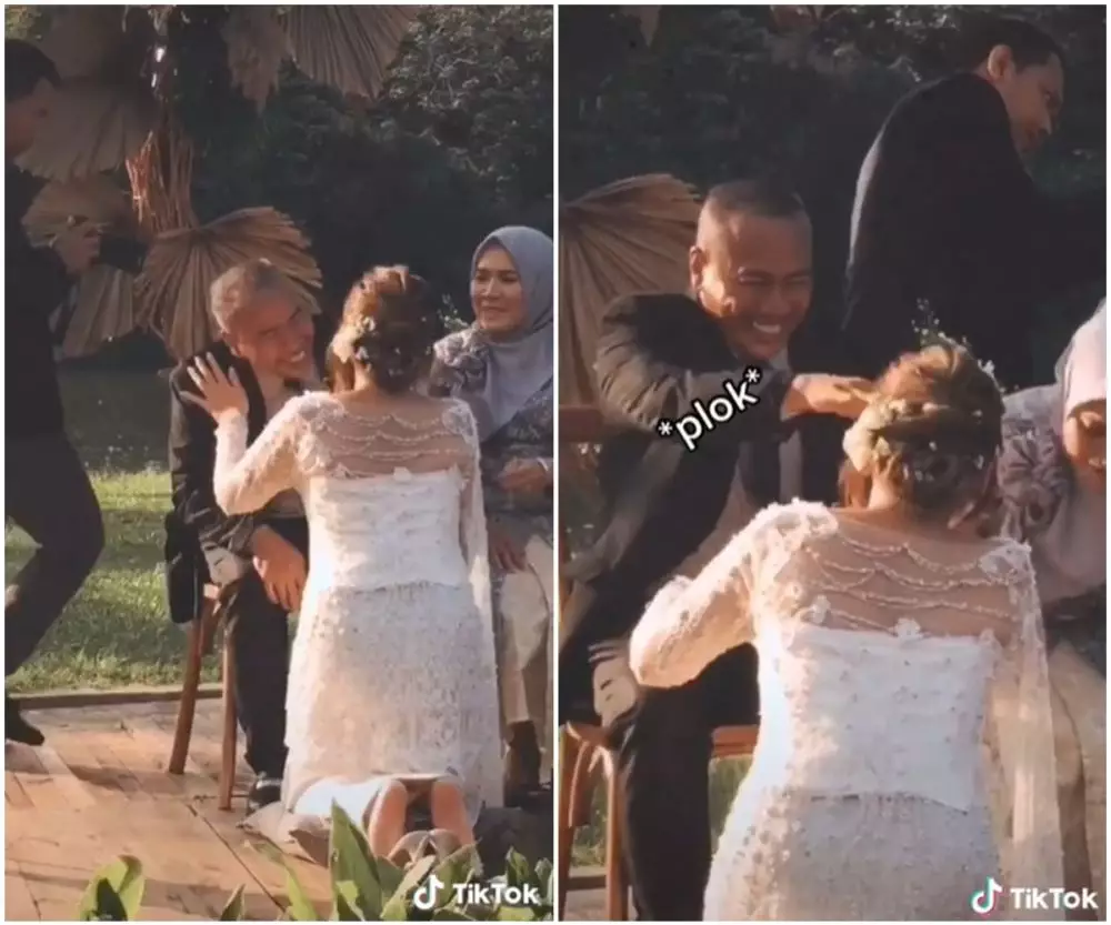pengantin digaplok ayahnya saat sungkem © 2021 TikTok pengantin digaplok ayahnya saat sungkem © 2021 TikTok