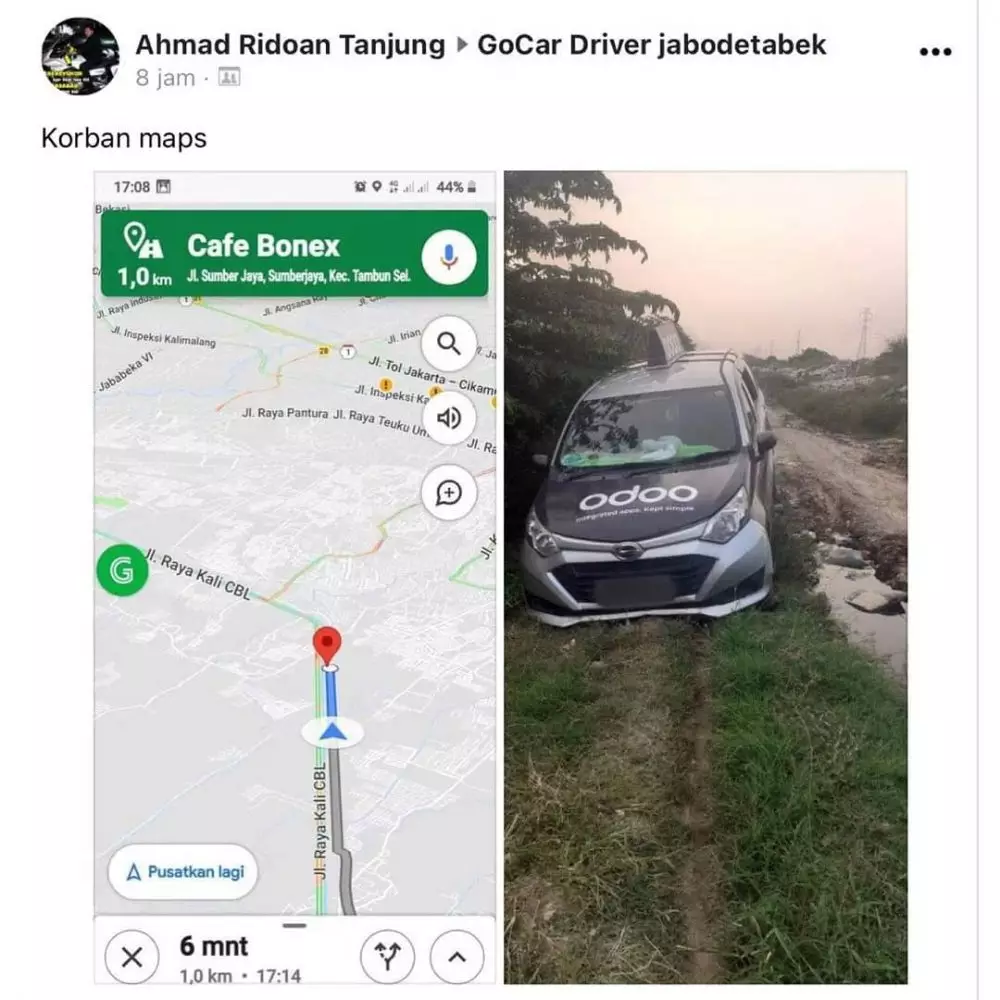 Momen driver ojol ngikutin Maps © Instagram