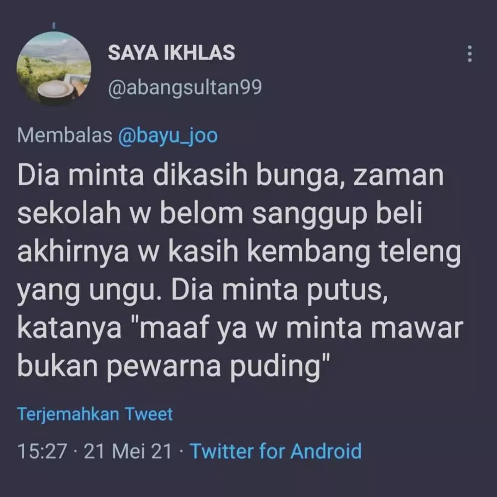 cuitan alasan putus cinta absurd Twitter