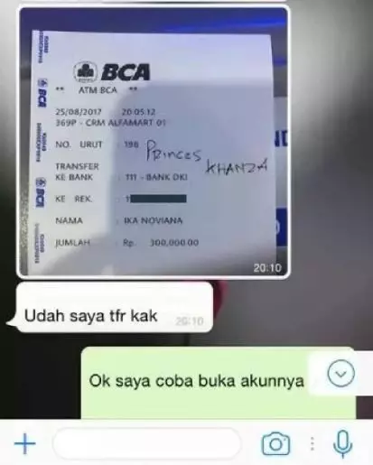 Chat kirim bukti transfer © berbagai sumber