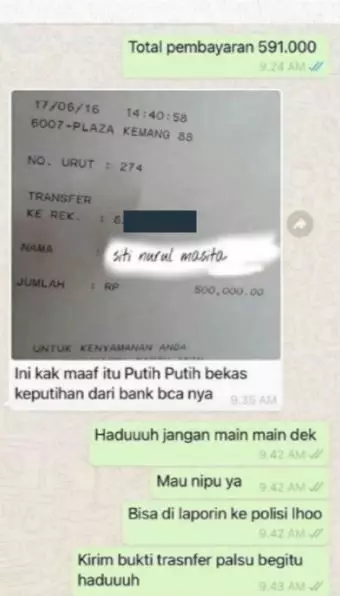 Chat kirim bukti transfer © berbagai sumber