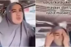 Viral solusi ala emak-emak kalau lupa bawa masker, kocak abis