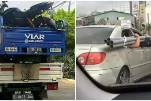 10 Cara nyeleneh bawa barang pakai kendaraan, ada-ada saja