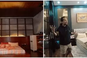 Potret kamar tidur 10 komedian, milik Andre Taulany bernuansa gold
