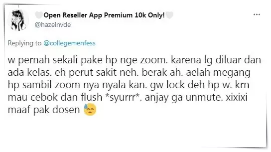 Curhatan kocak kuliah online 3 © Twitter