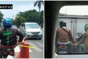 27 Kelakuan lucu penumpang dan driver ojek online saat di lampu merah