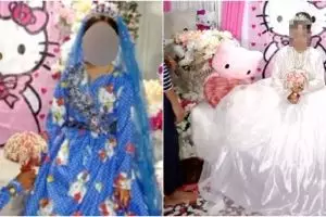 Viral pernikahan bertema Hello Kitty, wajah mempelai curi perhatian