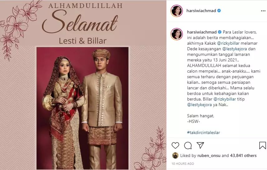 tanggal lamaran Rizky Billar © berbagai sumber