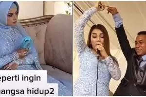 Nekat joget dengan biduan, mempelai pria dijewer istri di pelaminan