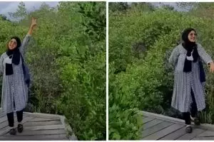 Viral video wanita asik bikin konten malah berujung apes