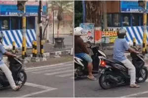 Viral video lucu pria kena prank lampu lalu lintas, bikin geregetan
