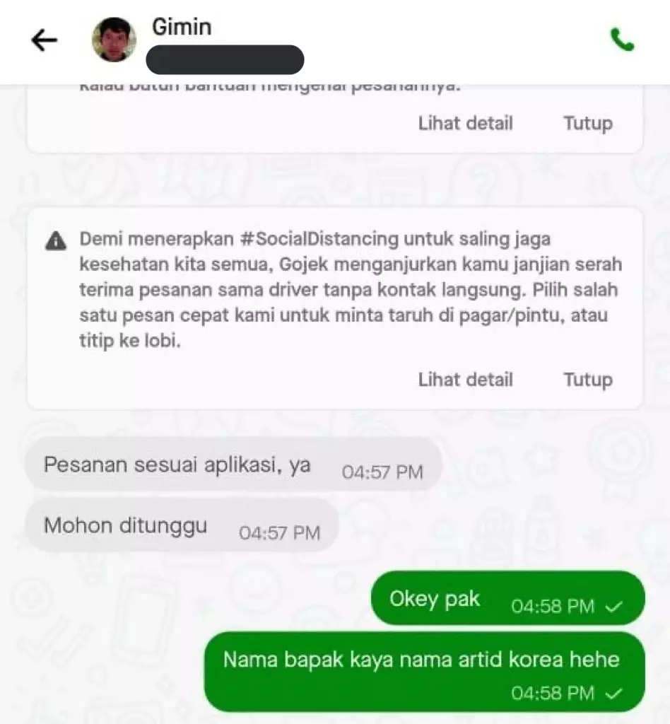 Chat driver ojol antar makanan © Twitter Chat driver ojol antar makanan © Twitter