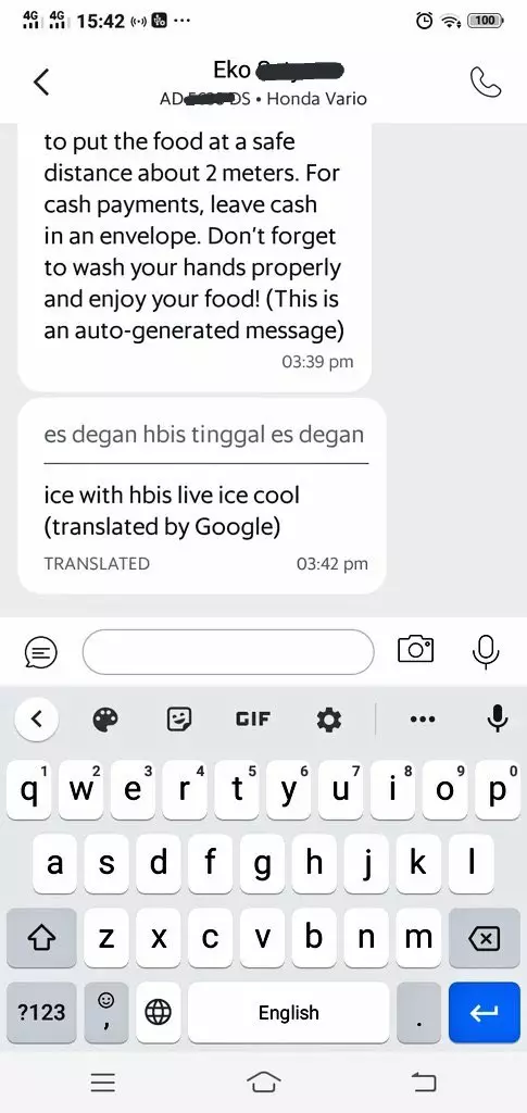 Chat driver ojol antar makanan © Twitter Chat driver ojol antar makanan © Twitter